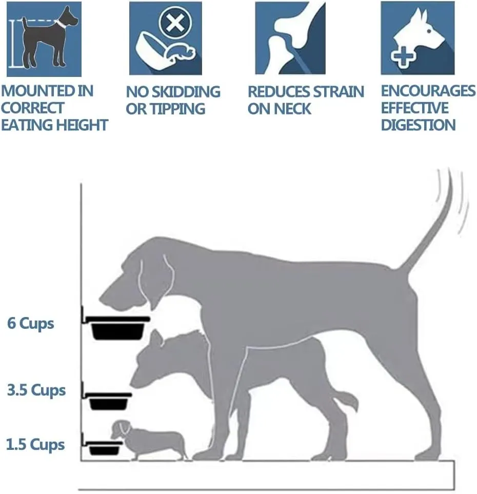 FOYO Elevated Cat Bowls, Raised Cat Food and Water Bowls,Wall Mounted Pet Comfort Feeding Bowls
