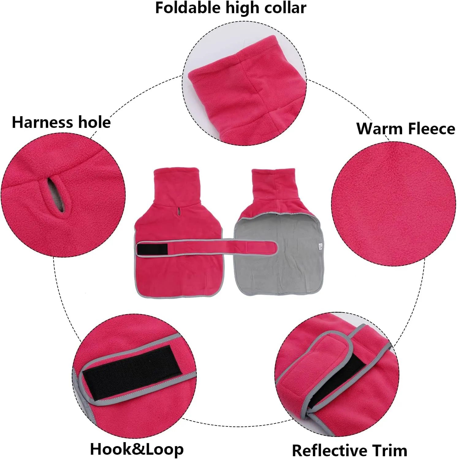 Geyecete Dachshund Sweaters for Dogs - Perfect Winter Coat with Padded Fleece Lining and High Collar - Dog Snowsuit with Adjustable Bands - Pink - S
