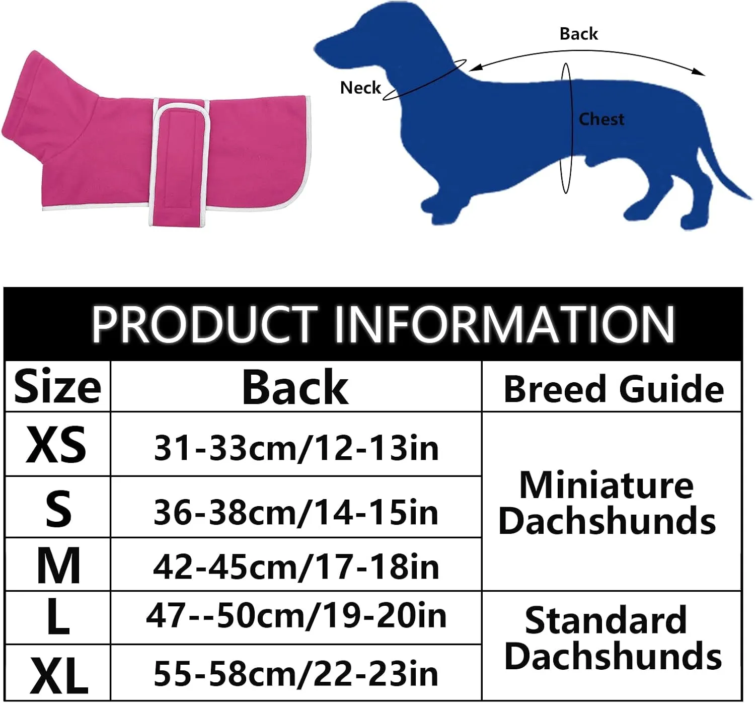 Geyecete Dachshund Sweaters for Dogs - Perfect Winter Coat with Padded Fleece Lining and High Collar - Dog Snowsuit with Adjustable Bands - Pink - S