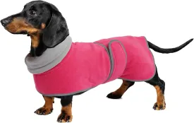 Geyecete Dachshund Sweaters for Dogs - Perfect Winter Coat with Padded Fleece Lining and High Collar - Dog Snowsuit with Adjustable Bands - Pink - S