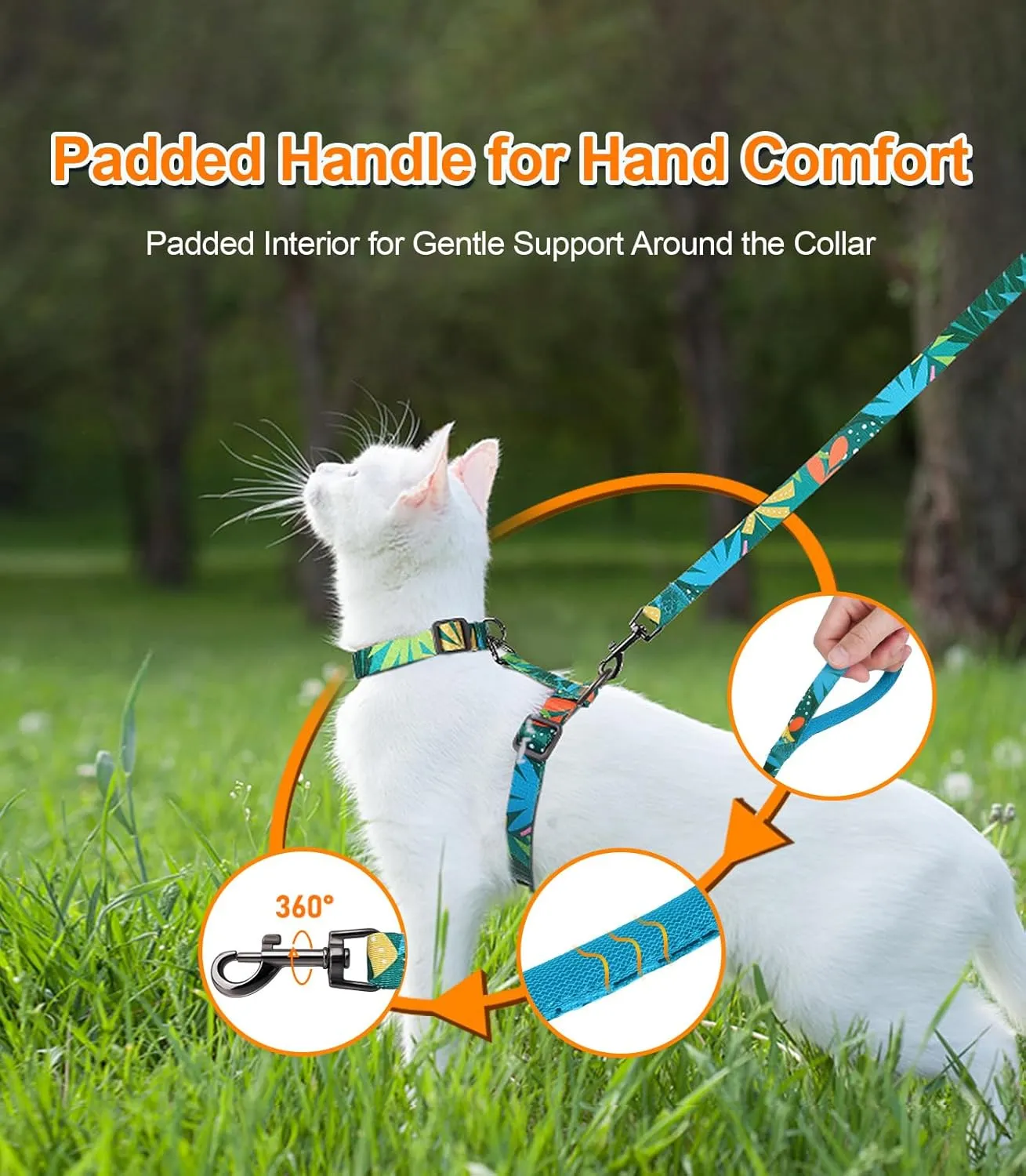 Halypet Cat Harness and Leash Set, Escape Proof [3 in 1 Adjustable & Lightweight] Cat Harness, Soft Comfortable Kitten Harness for Cats Safe, Easy to Wear, Outdoor Walking Travel