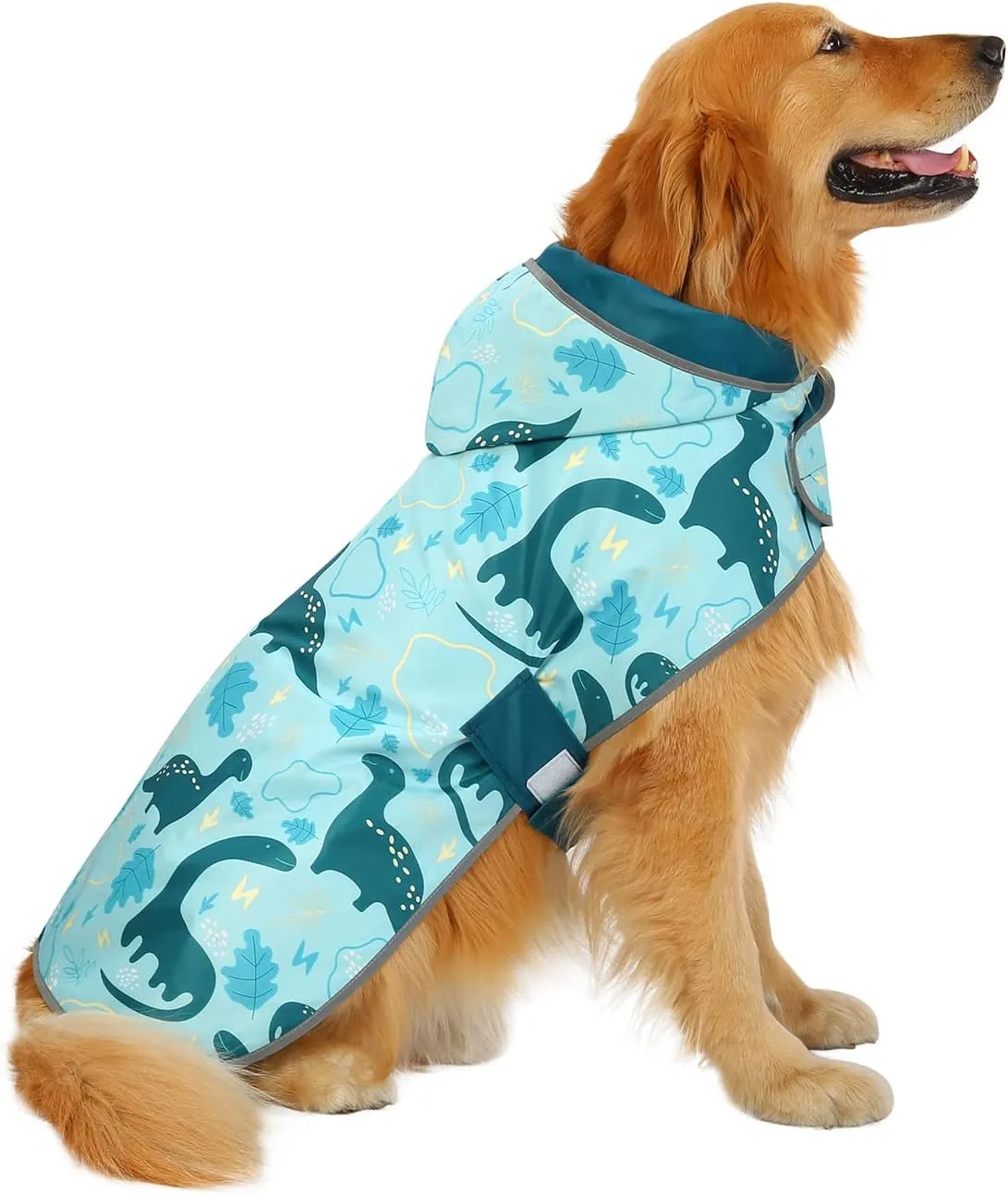 HDE Reversible Dog Raincoat Hooded Slicker Poncho Rain Coat Jacket for Small Medium Large Dogs Dinosaurs - XXL