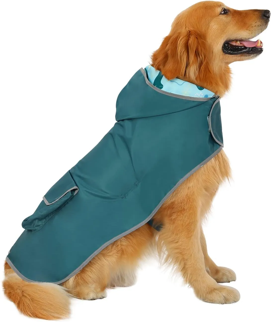 HDE Reversible Dog Raincoat Hooded Slicker Poncho Rain Coat Jacket for Small Medium Large Dogs Dinosaurs - XXL