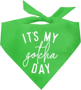 It's My Gotcha Day Dog Bandana | 100% Cotton Adjustable Triangle | Made in USA | Adoption Event Prop Photoshoot | Rescue | Puppy | New Dog | Lime Green, One Size (856)