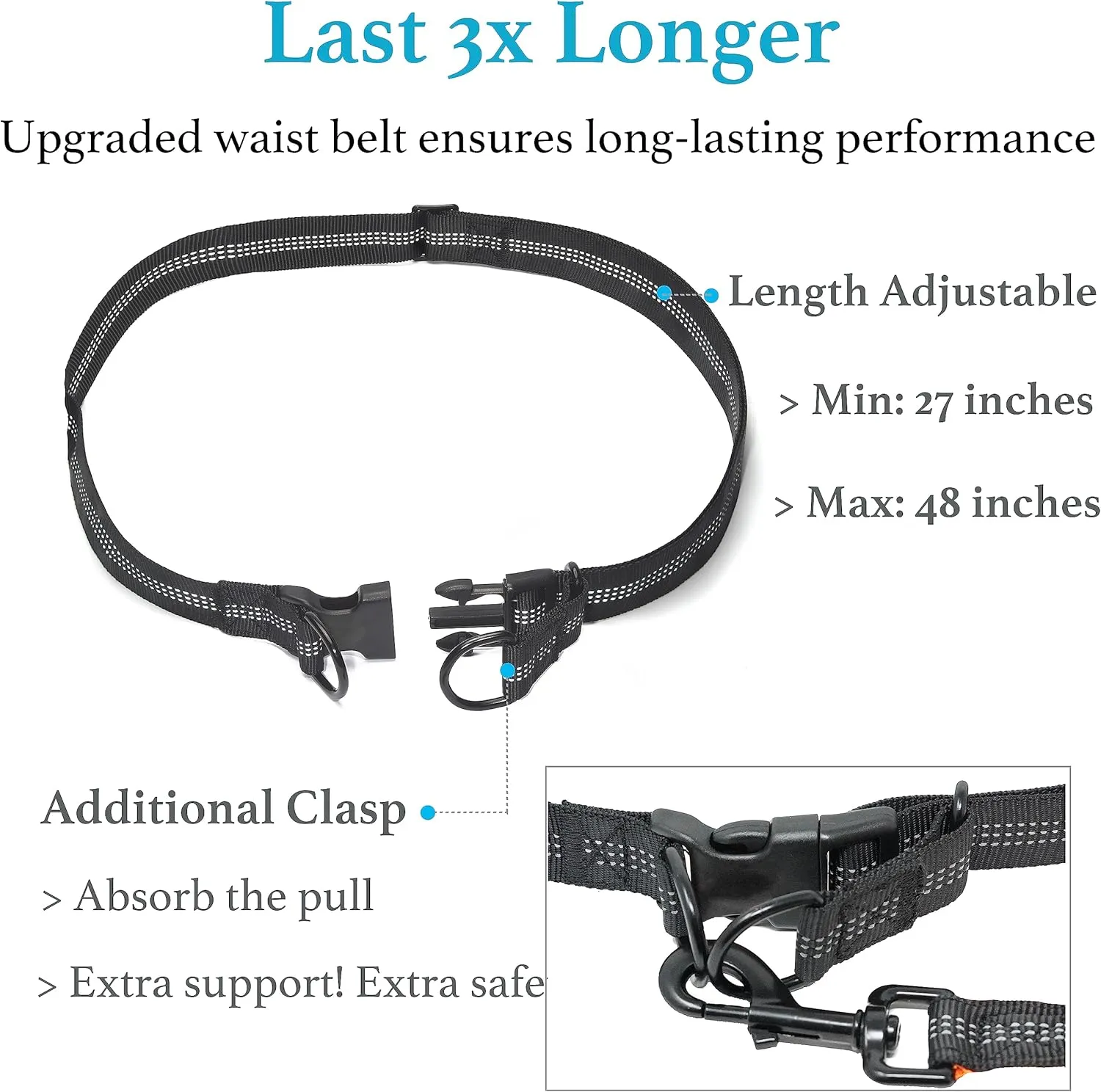 iYoShop Retractable Hands Free Dog Leash - Dual Handle Bungee Waist Leash for Small, Medium and Large Dogs (Medium/Large, 25-150 lbs, Khaki)