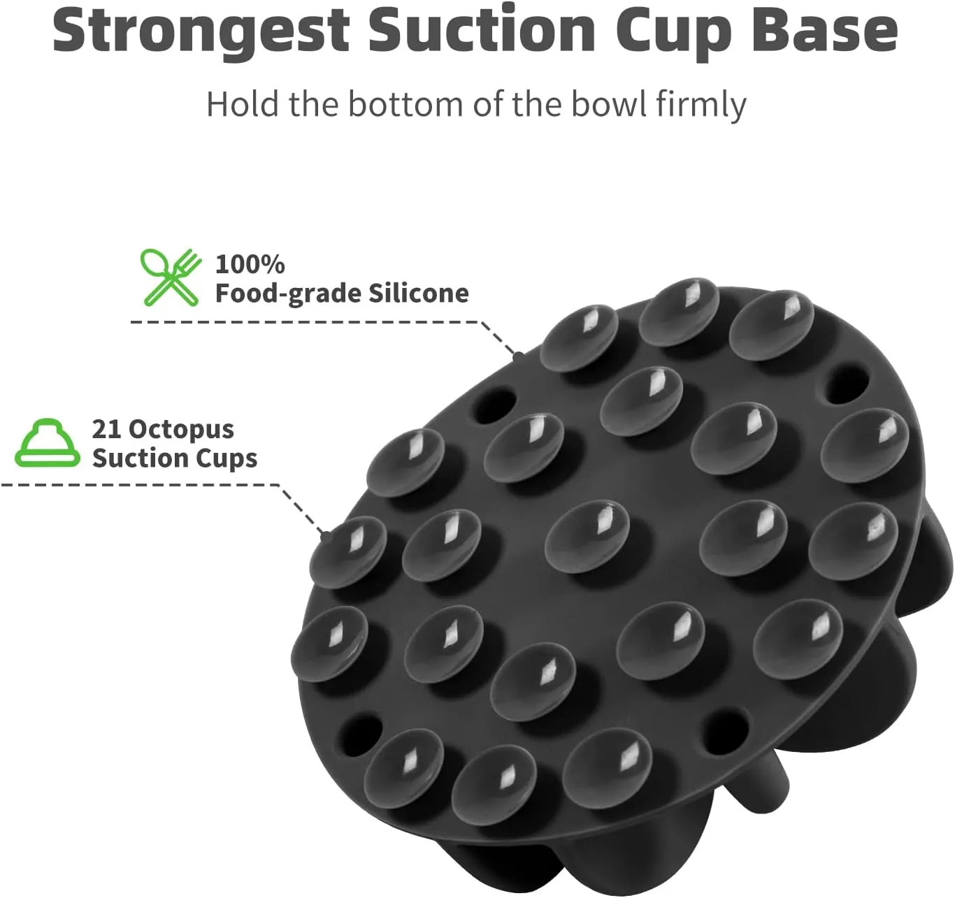 Jaoul Small Breed Slow Feeder, Puzzle Slow Feeder with 21 Octopus Suction Cups for Small Dog Bowls Insert 4" (Black)
