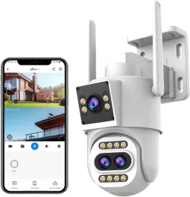 JOOAN Outdoor Security Camera 2K x2 Dual Lens10X Optical Zoom & Auto Tracking Home Surveillance IP Cam 360PTZ 2.4G WiFi Wired IP66 Waterproof Motion Alert,8-256G Card/Cloud Storage,Siren Alarm