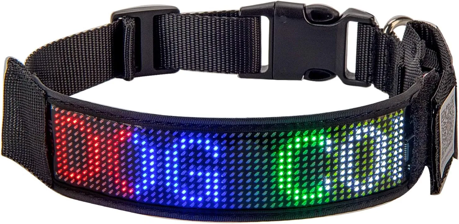Leadleds Programmable LED Collar Flashing Light Up Rechargeable Pet Dog Safety Collar Glow in The Dark Light-up Neck Loop - Mixcolor LED