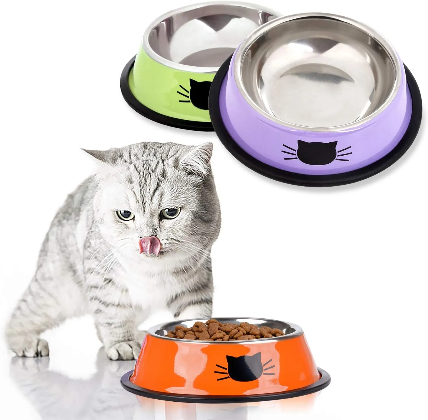 Legendog Pet Bowl Stainless Steel Non-Skid Rubber Base Dog Bowl Cat Bowl GR OR PP