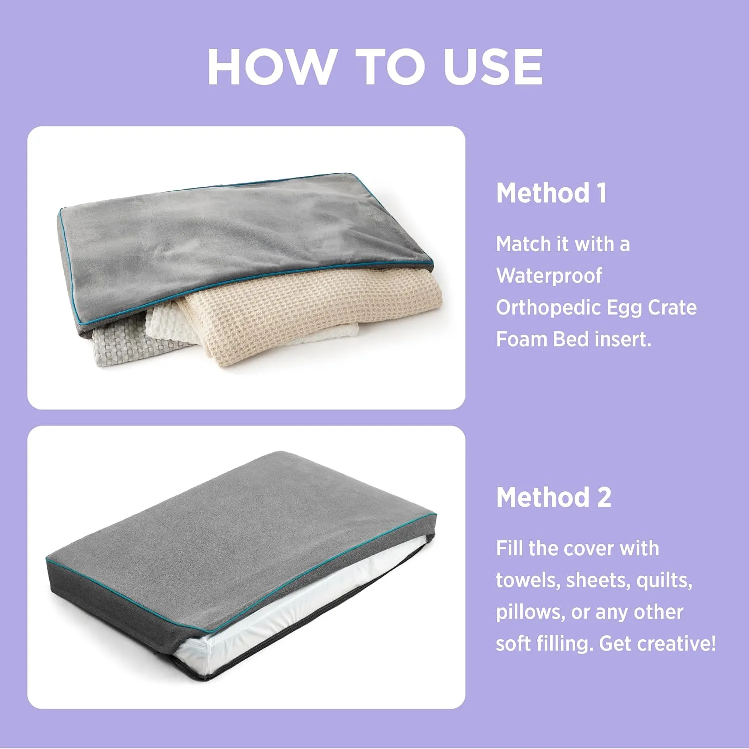 Lesure Dog Bed Cover Flannel Medium Washable Plush Fleece Replacement Cover for Orthopedic Pet Mat 29x18x3 Inches, Grey