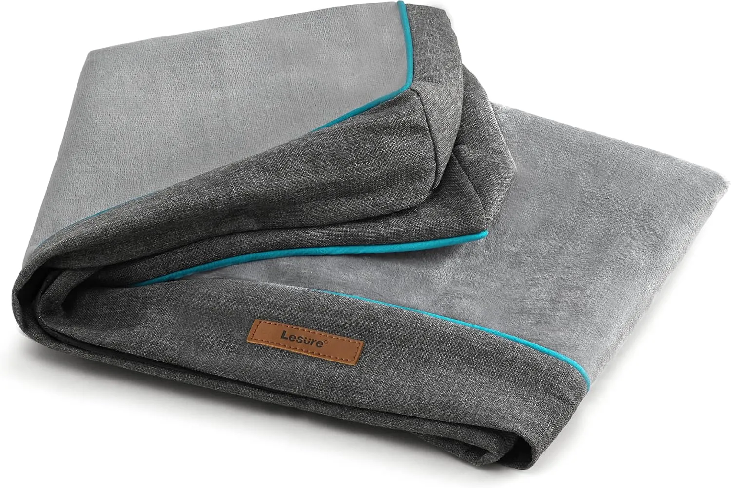 Lesure Dog Bed Cover Flannel Medium Washable Plush Fleece Replacement Cover for Orthopedic Pet Mat 29x18x3 Inches, Grey