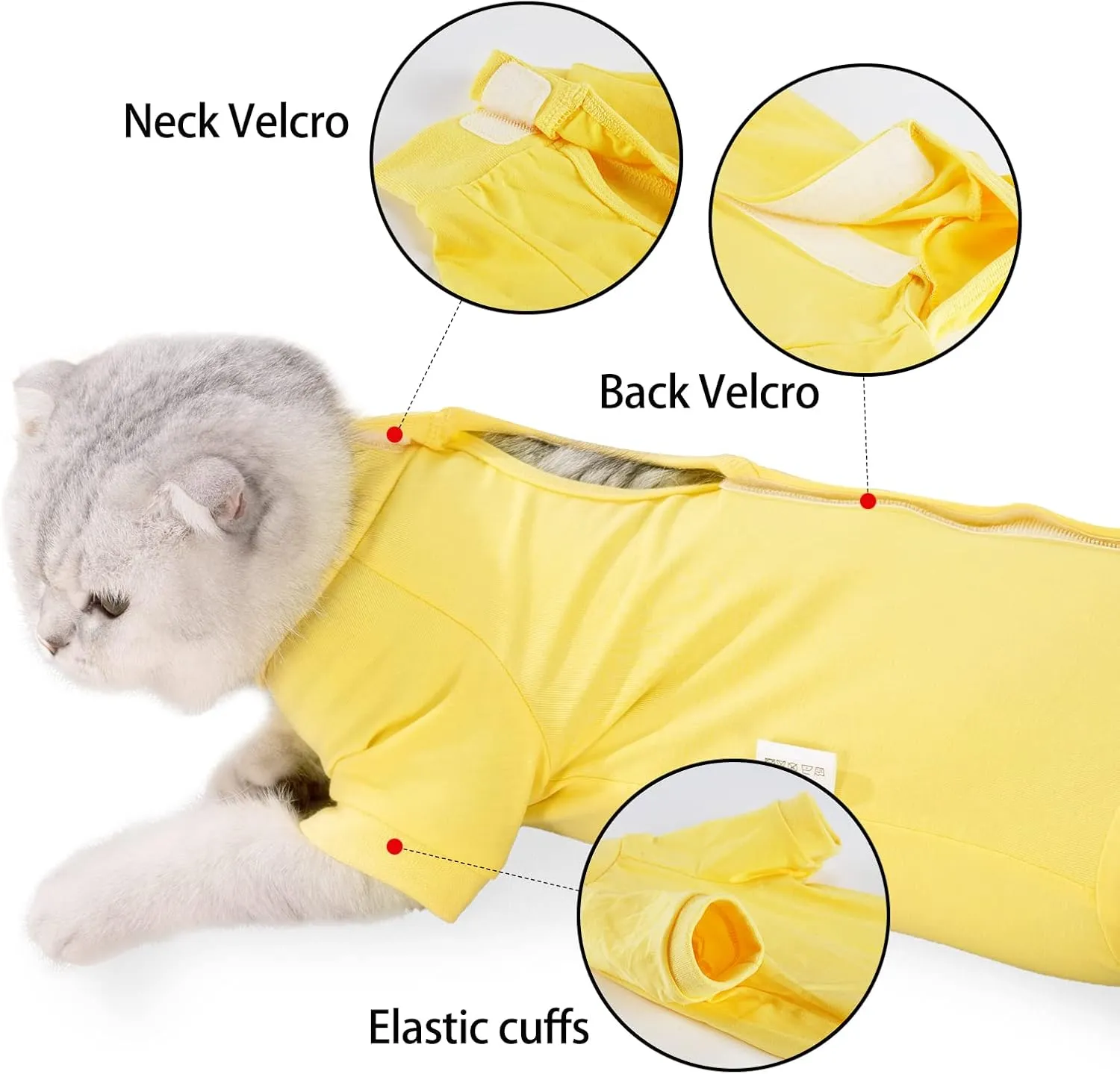 LIANZIMAU Cat Surgical Recovery Suit Professional for Male Female Dog Abdominal Wounds Cone E-Collar Alternative Anti-Licking Pet Surgical Recovery Pajama Suit Soft Fabric Onesie for Cats