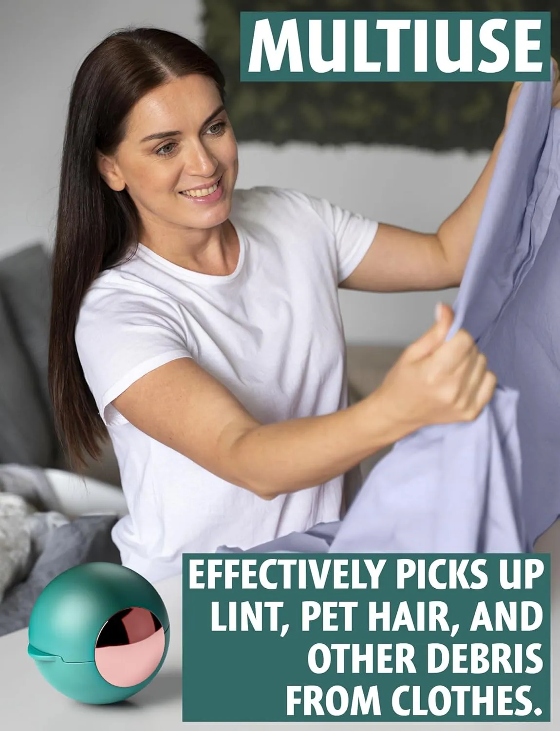Lint Roller Ball, Premium Compact, and Reusable Lint Roller Ball, for Purse, House, and Travel, Effective Lint, Pet Hair and Debris Removal, Portable Sticky Gel Lint Ball, Mysterious Emerald