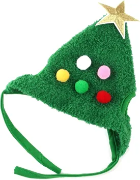 Lionheart glory Christmas Dog Hat Christmas Green Velvet Headdress Hat with Cute Pom-Pom Funny Soft Pet Hat for Dogs Christmas Party Plush Headgear Accessories Costume