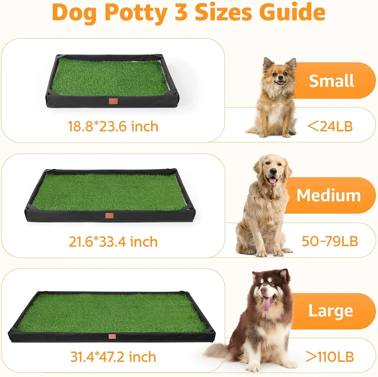 LOOBANI Dog Litter Box, Grass Pads for Dog, Dog Turf Potty Outdoor Indoor, Puppy Pee Grass with Lightweight Oxford Cloth Tray for Potty Training, 18.8 * 23.6 in