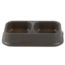 M Pets Plastic Double Bowl for Cats (Brown)