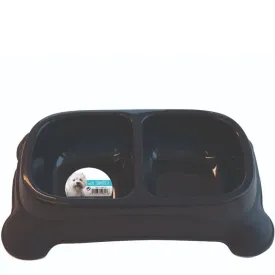 M Pets Plastic Double Bowl for Dogs (Grey)