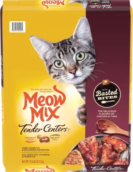 Mew Mix Tender Centers with Basted Bites, Chicken and Tuna Flavored Dry Cat Food, 14 Pound - Dry Cat Food Includes Basted Bites for Irresistible Taste and Texture