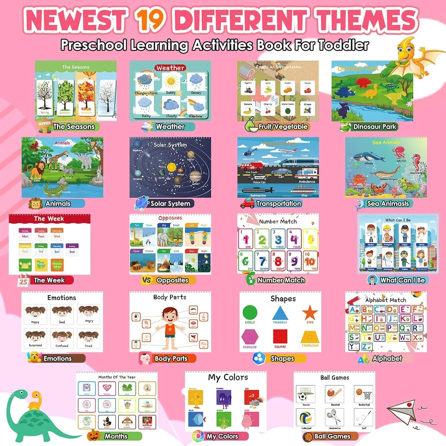Montessori Preschool Busy Book for Toddlers Ages 3-5, Preschool Learning Activities, Montessori Toys for 3 Year Old Girl Boy Birthday Gift, Educational Toys for 3 4 5 Year Old Kids