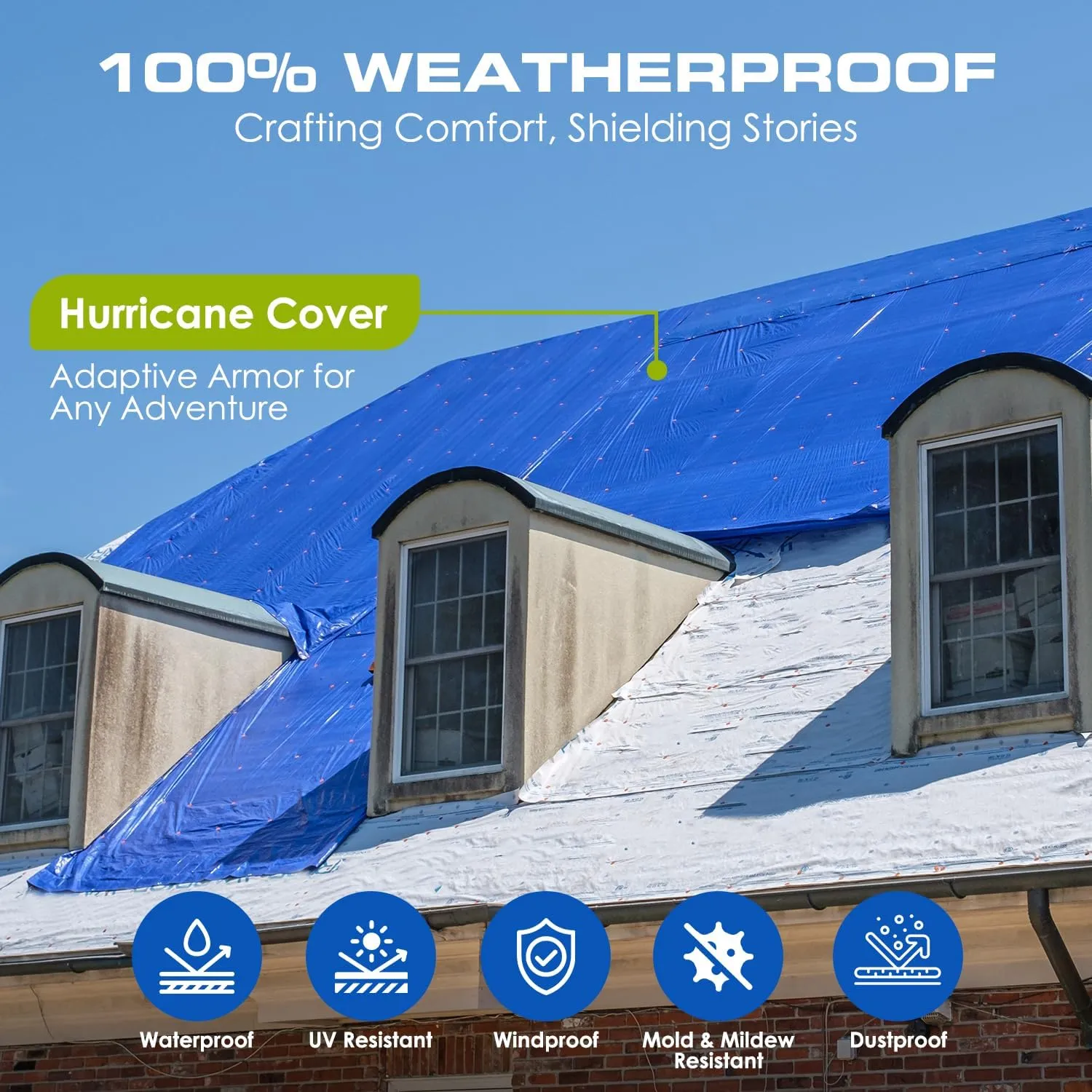 Multi-Purpose Waterproof Heavy Duty Poly Tarp -12X16 Large Blue Tarp with Grommets Every 3ft - Rot, Rust, and UV Resistant, Weatherproof Tarp Covers for Camping, Farming, Vehicles, and More