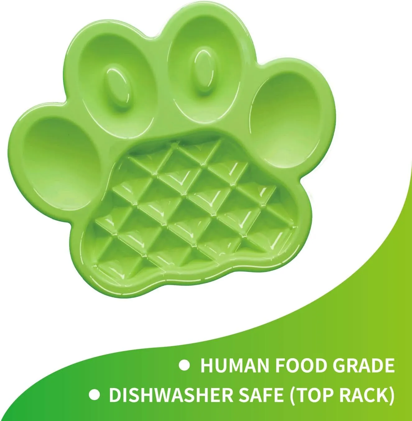 PAW Slow Feeder Dish - Healthy & Fun Eating w/ 5-in-1 Design, Slows Down Eating, for Wet or Dry Foods, Non-Slip Base, BPA-Free - Perfect for Dogs, Puppies & Multi-Pet, Green