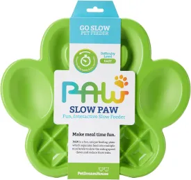 PAW Slow Feeder Dish - Healthy & Fun Eating w/ 5-in-1 Design, Slows Down Eating, for Wet or Dry Foods, Non-Slip Base, BPA-Free - Perfect for Dogs, Puppies & Multi-Pet, Green