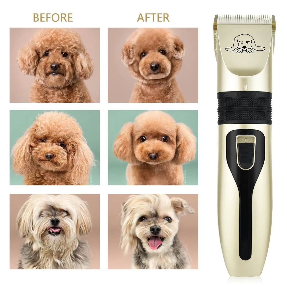 Pet Hair Trimmer Kit - Ultra Low Noise - Cordless - Rechargeable Dog Hair Trimmer
