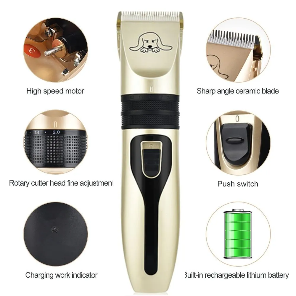 Pet Hair Trimmer Kit - Ultra Low Noise - Cordless - Rechargeable Dog Hair Trimmer