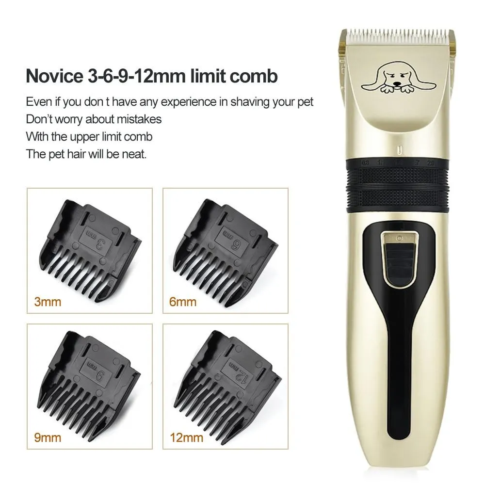 Pet Hair Trimmer Kit - Ultra Low Noise - Cordless - Rechargeable Dog Hair Trimmer
