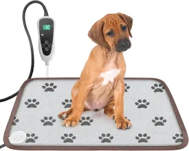 Pet Heating Pad 22x18 in Cat Heating Pads for Cats Waterproof Smart Thermostat Switch, Adjustable Heated Cat Bed, Adding Wire Rope Wires Cat Warming Pad-Paw Print