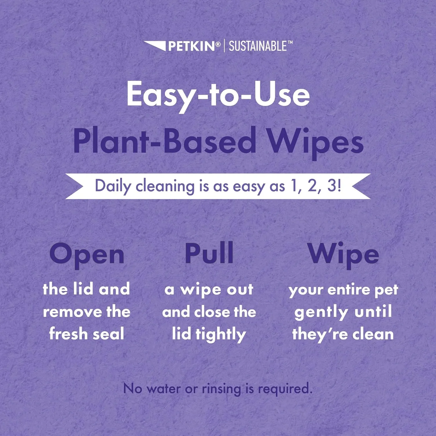 Petkin Plant-Based PetWipes, 200 Wipes - Biobased, Sustainable, Big & Thick Pet Wipes for Dogs & Cats - for Face, Paws, Ears, Body & Eye Area - Consciously Cleans & Conditions - Lavender