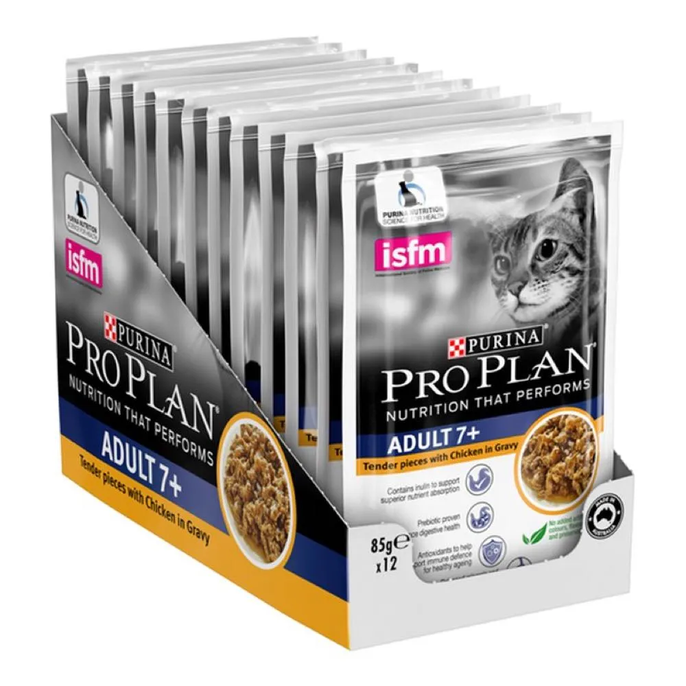 Pro Plan Chicken In Gravy Adult 7  Pouch Cat Food 85gx12 (1 box)
