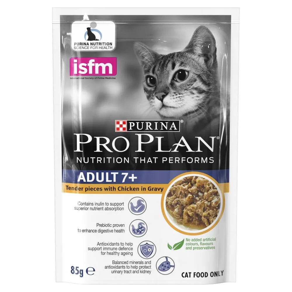 Pro Plan Chicken In Gravy Adult 7  Pouch Cat Food 85gx12 (1 box)