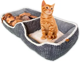 Puppy Bed for Small Dogs  Cat Bed for Indoor Cats - Dog Bed for 2 Dogs to Share  Completely Washabel Super Soft Pet Mat Grey Puppy & Kitten Double Bed
