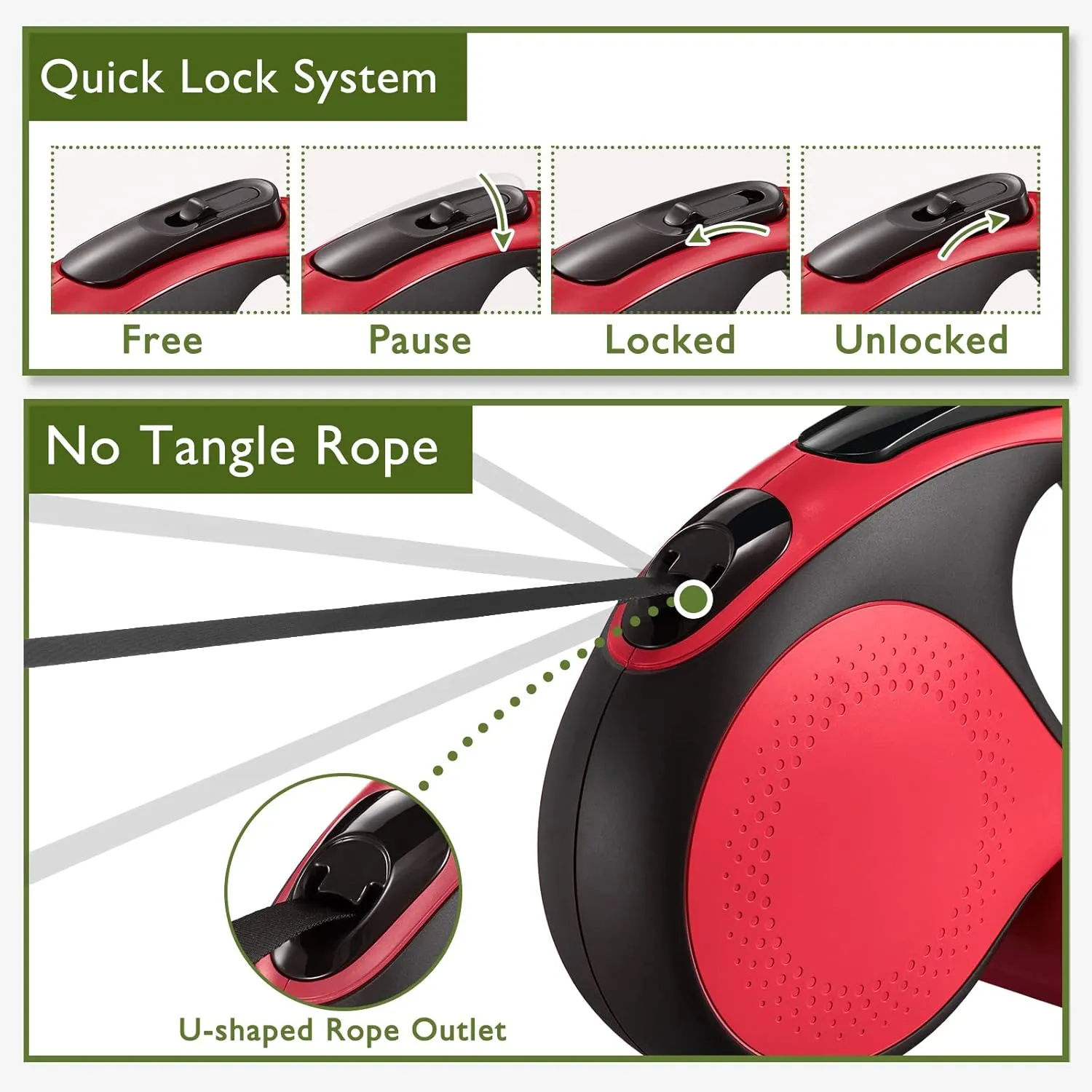 Retractable Dog Leash 26Ft Durable Dog Walking Leash Suits for Extra Large Breed Dogs or Cats with Removable Dispenser and Poop Bags Heavy Duty No Tangle Rope Pet Walking Up to 110lbs