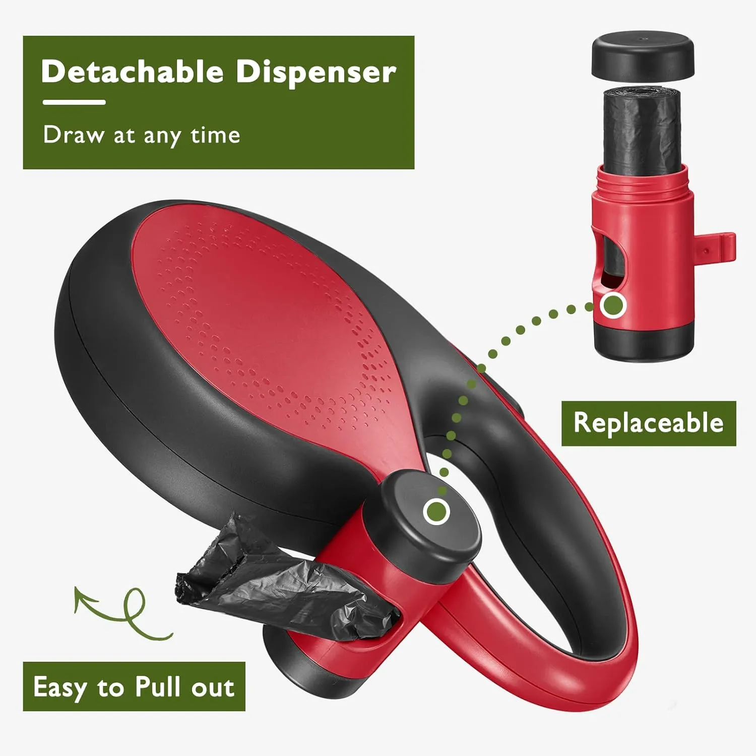 Retractable Dog Leash 26Ft Durable Dog Walking Leash Suits for Extra Large Breed Dogs or Cats with Removable Dispenser and Poop Bags Heavy Duty No Tangle Rope Pet Walking Up to 110lbs