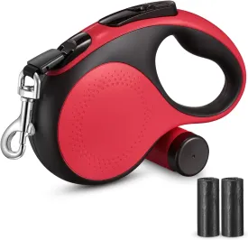 Retractable Dog Leash 26Ft Durable Dog Walking Leash Suits for Extra Large Breed Dogs or Cats with Removable Dispenser and Poop Bags Heavy Duty No Tangle Rope Pet Walking Up to 110lbs
