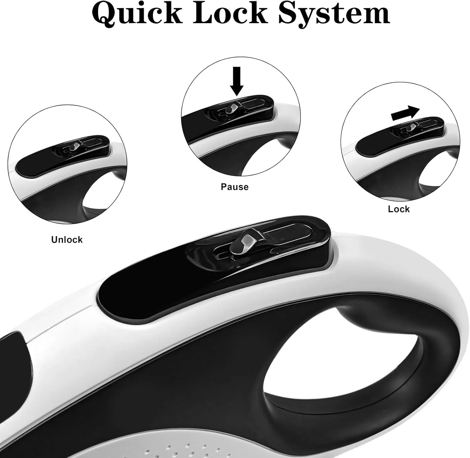Retractable Dog Leash with Waste Bag Dispenser and Flashlight, 26ft Dog Leash for Small Medium and Large Dogs up to 110lbs, One Button Break & Lock,360Tangle Free, Soft Anti Slip Grip,White