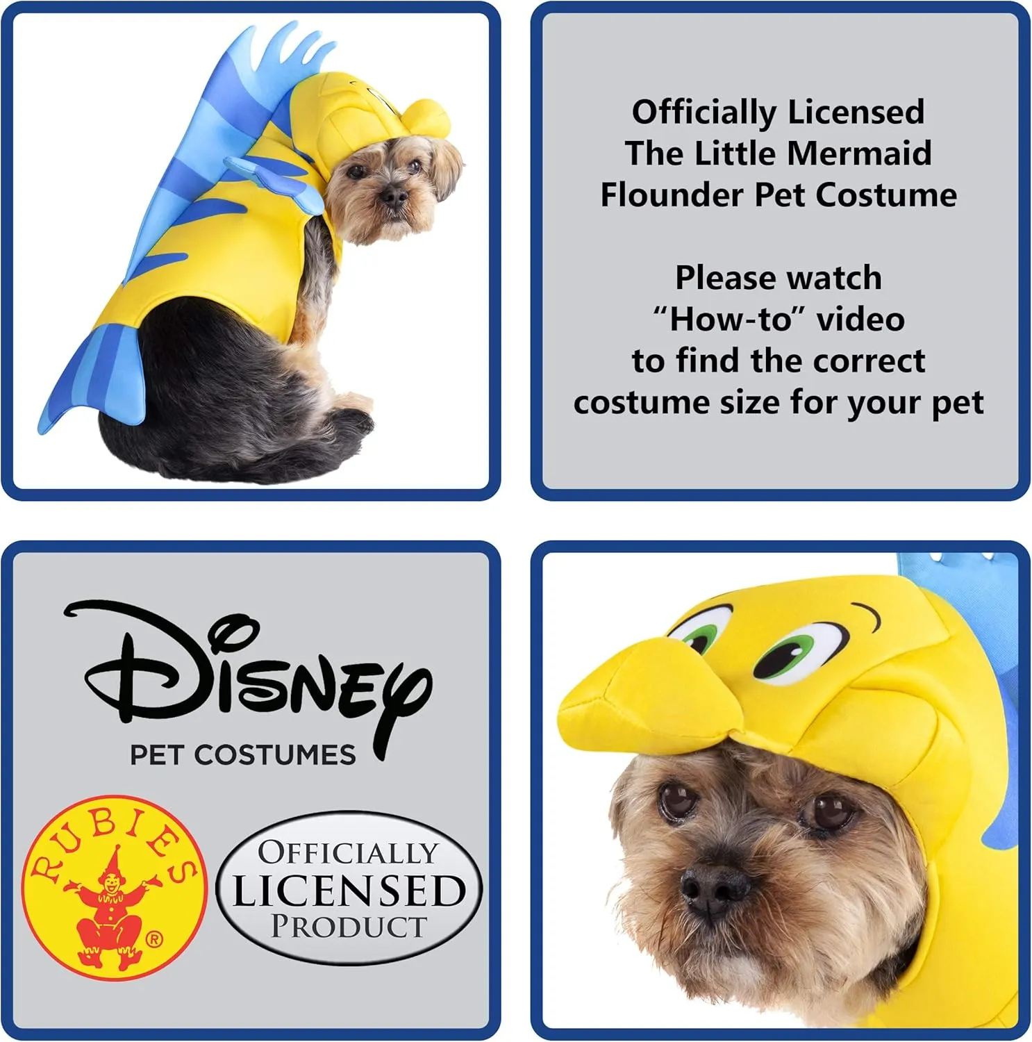Rubies Disney Little Mermaid Flounder Pet Costume, As Shown, Medium for Themed Parties and Halloween