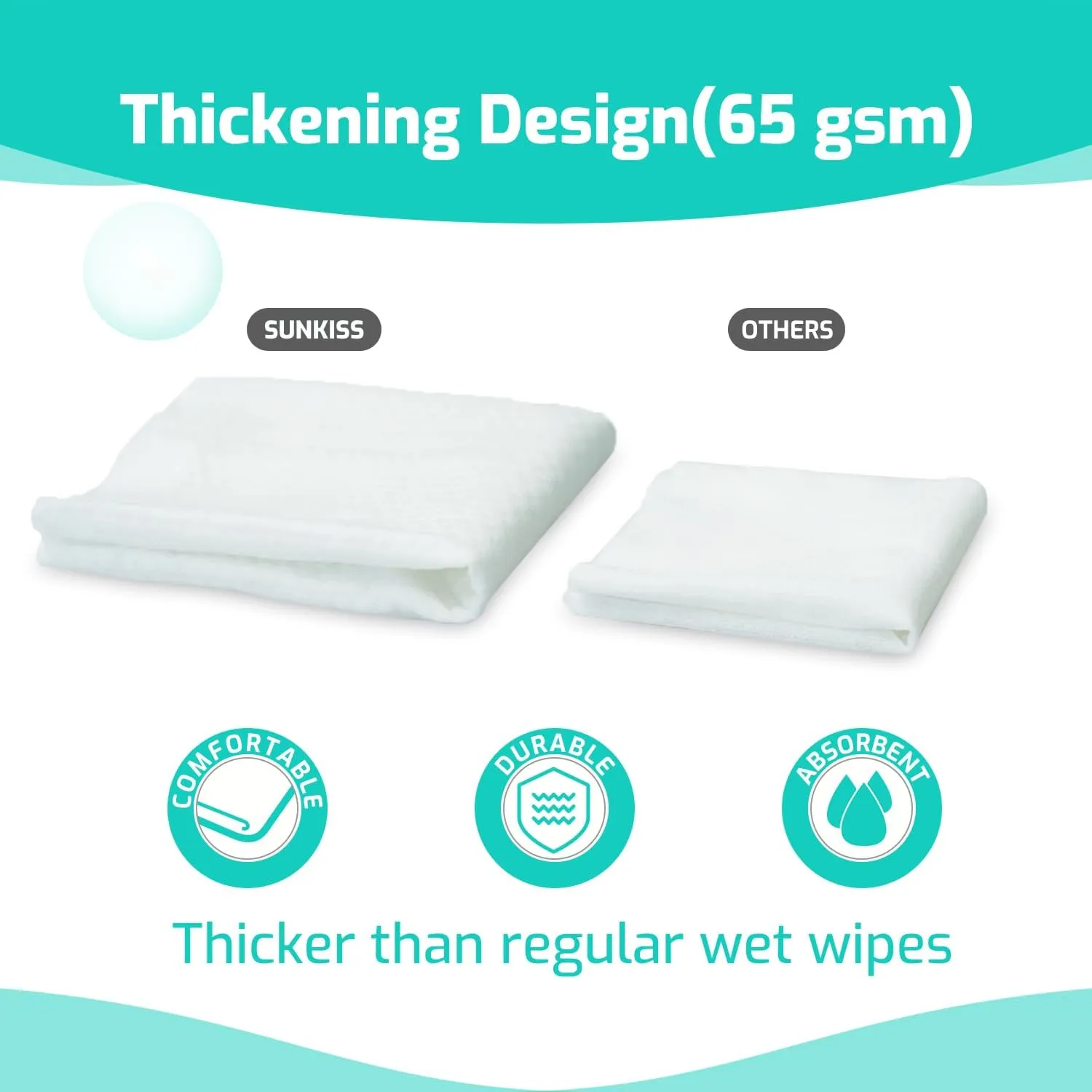 SUNKISS Trustplus Wet Wipes for Adult No Rinse, Extra Large 8x12 Body Cleaning Washcloths for Elderly Incontinence & Cleansing, Unscented, 50 Count