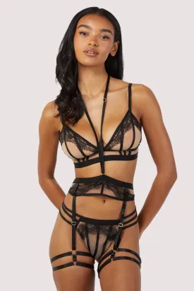 Tasha Black Illusion Mesh Harness Suspender