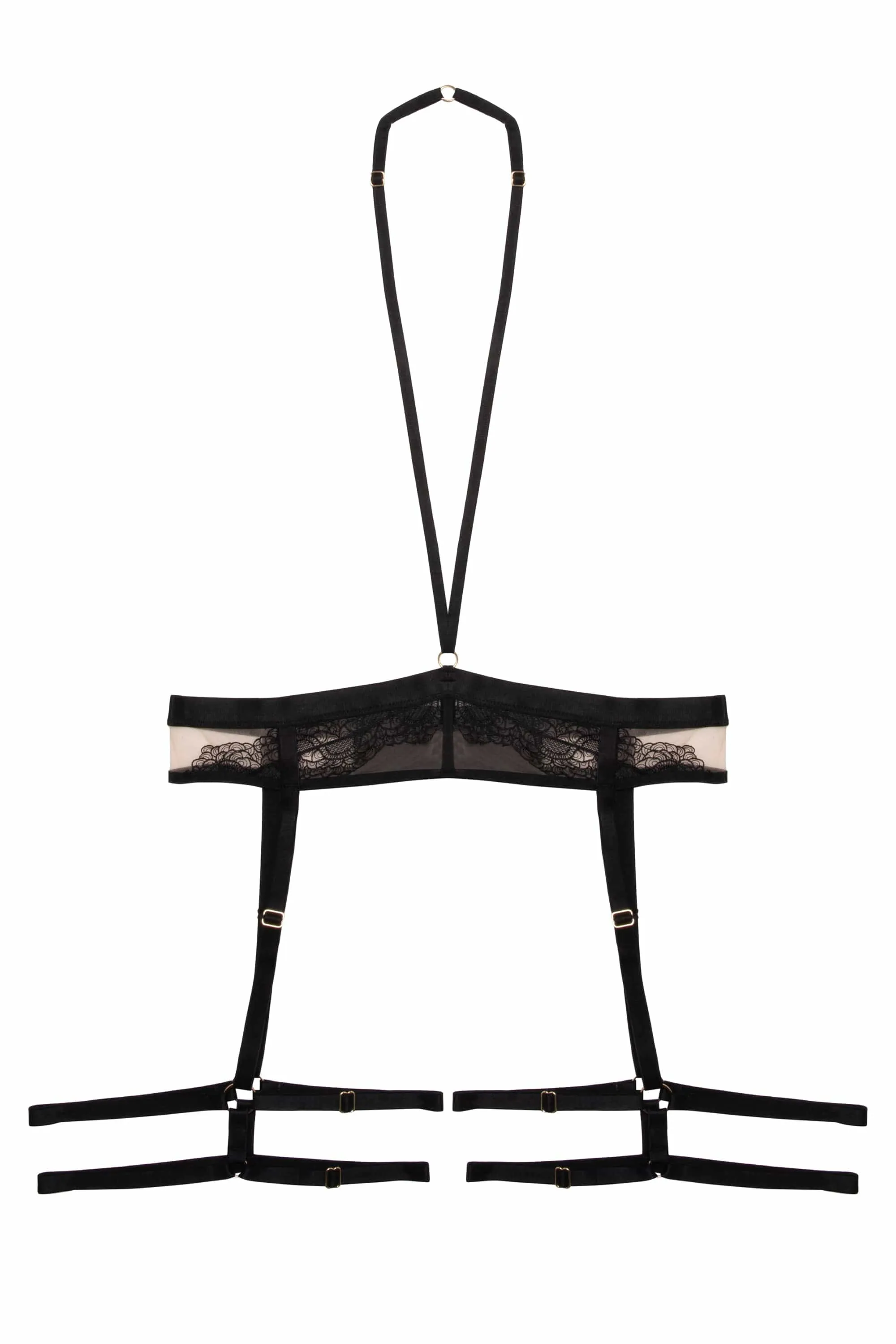 Tasha Black Illusion Mesh Harness Suspender