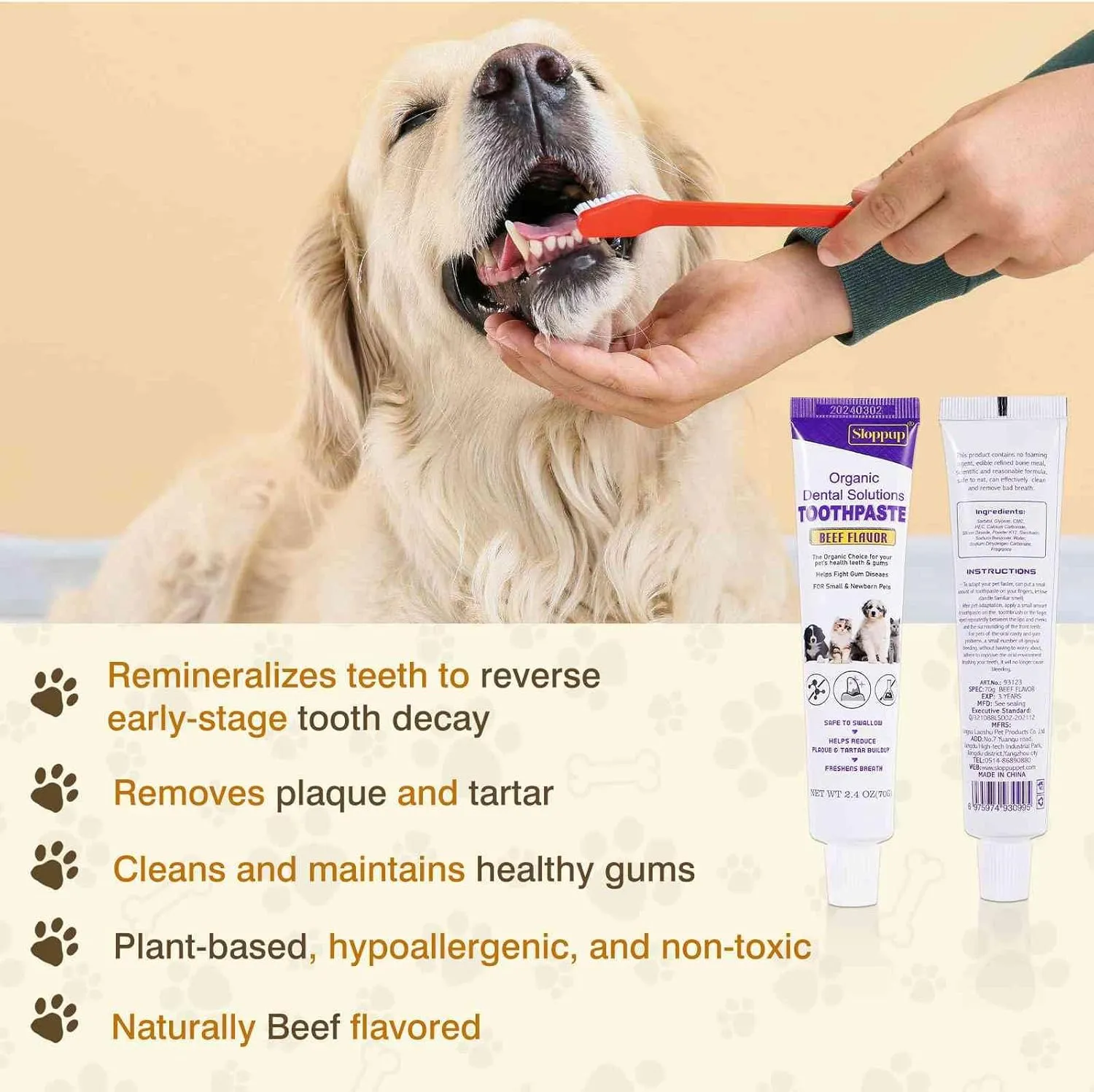 Toothpaste | Teeth Cleaning and Fresh Breath Dental Care for Giant Schnauzer and Other Working Dogs | Soothes Inflamed Gums | Safe for Puppies | Vet Formulated 4 Pack (9.6 OZ)