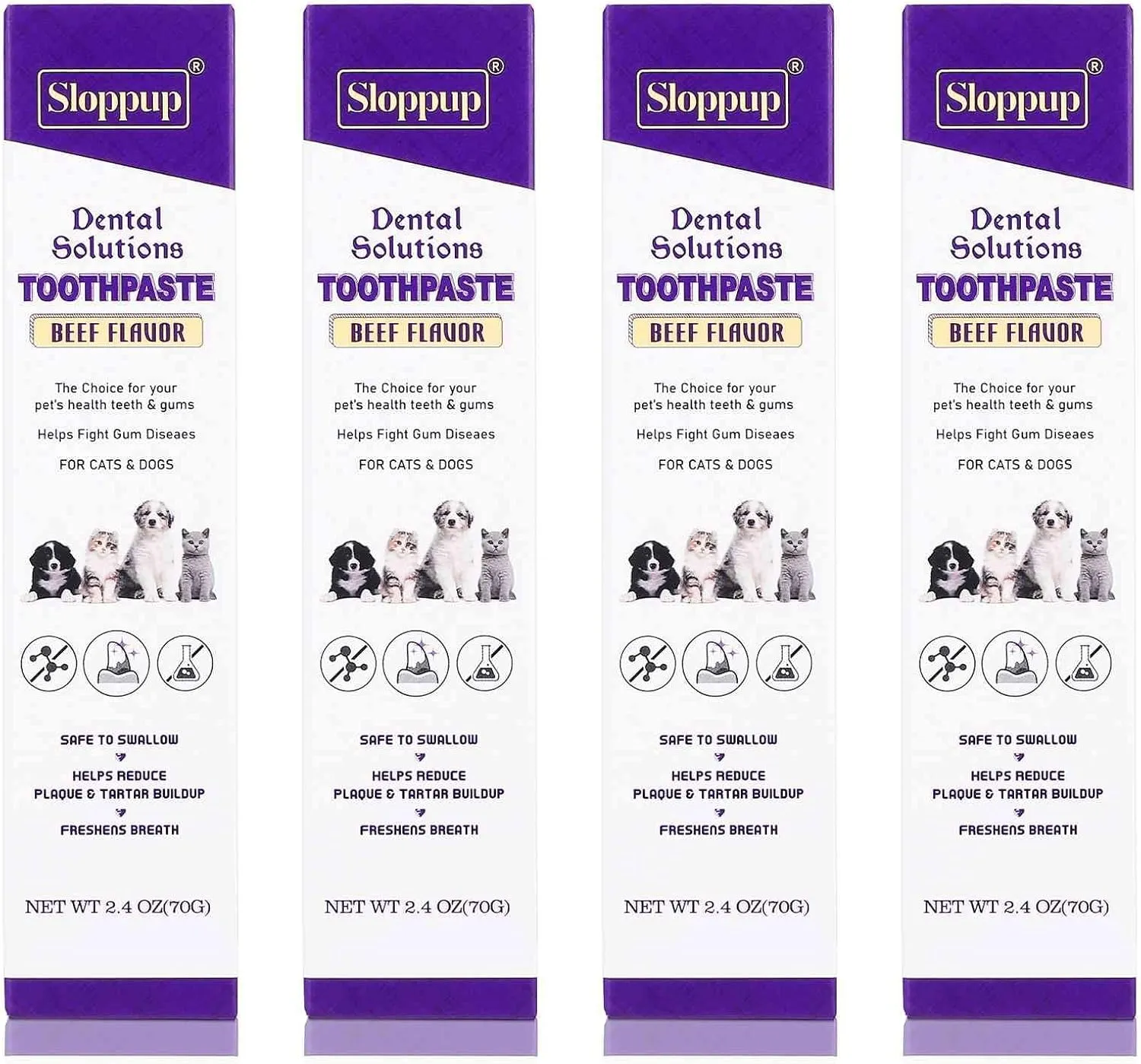 Toothpaste | Teeth Cleaning and Fresh Breath Dental Care for Giant Schnauzer and Other Working Dogs | Soothes Inflamed Gums | Safe for Puppies | Vet Formulated 4 Pack (9.6 OZ)