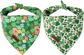 Unique Style Paws Dog St. Pat Bandanas 2Pcs Washable Cotton Triangle Colorful Clover Magic Hat Dog Scarfs for Small Medium Large Dogs and Cats