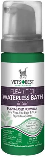 Vet's Best Flea and Tick Waterless Bath Foam for Cats - 5 Oz