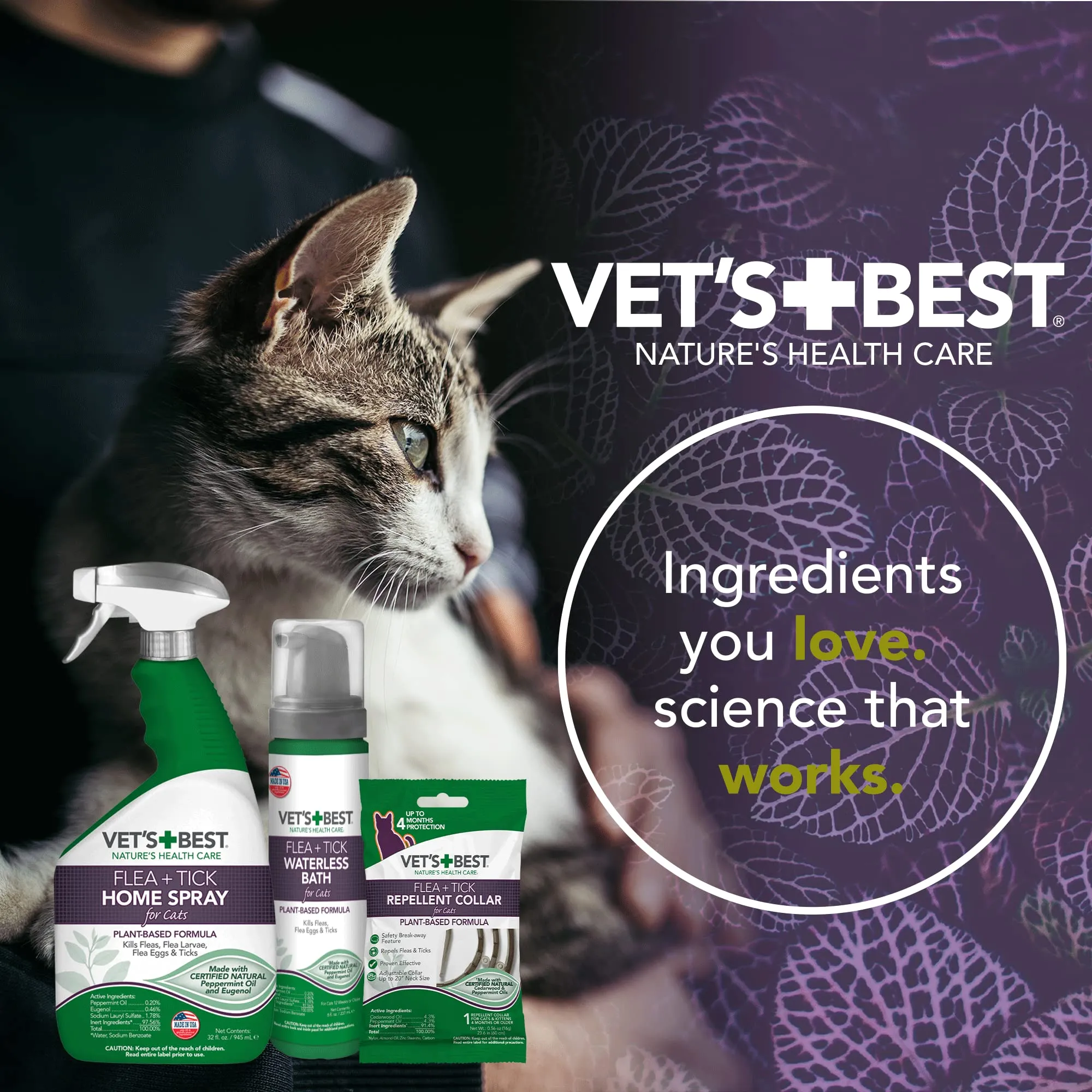 Vet's Best Flea and Tick Waterless Bath Foam for Cats - 5 Oz