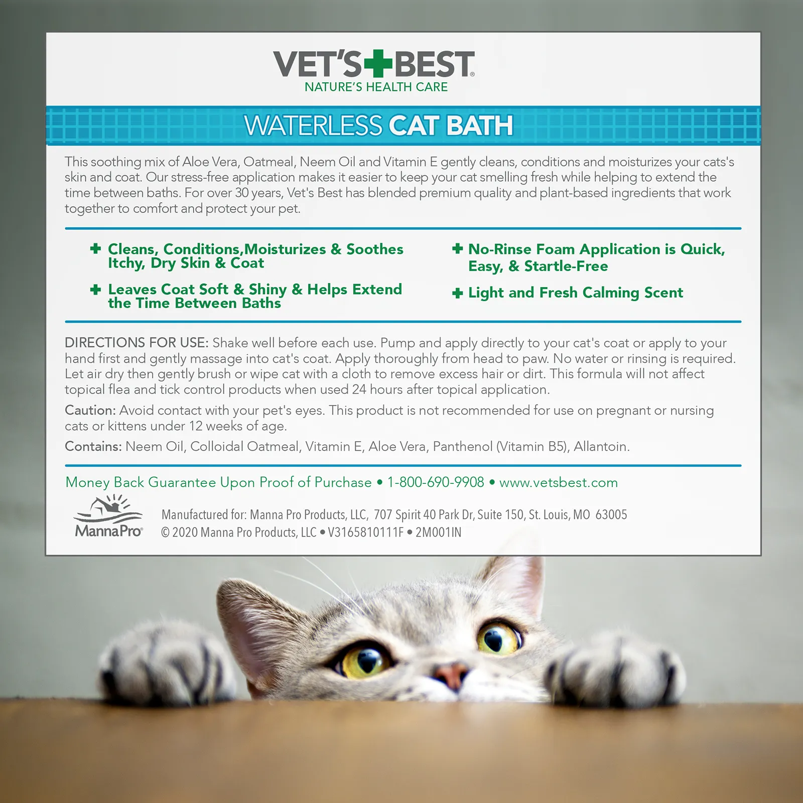 Vet's Best Waterless Shampoo for Cats 4 oz