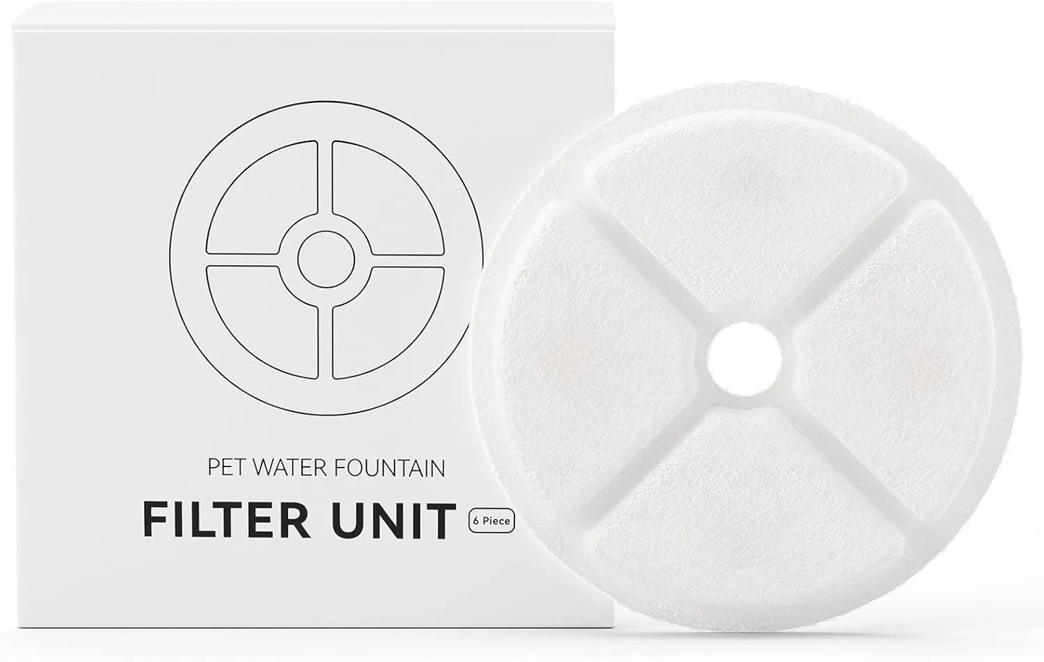 Water Dispenser Filter (6 Pieces), Replacement Cartridge for Cat Fountain, Clean Filtration, Low Noise Pet Water Dispenser W03 Replacement Cartridge