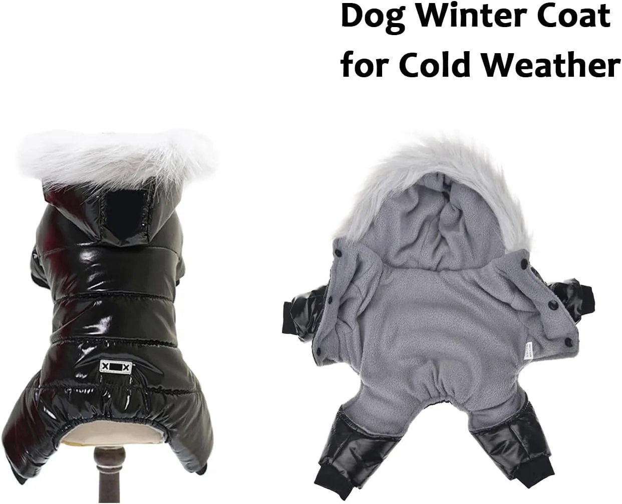 Waterproof Pet Clothes for Winter Warm Dog Jacket Coat Hooded Jumpsuit Snowsuit (L, Black)